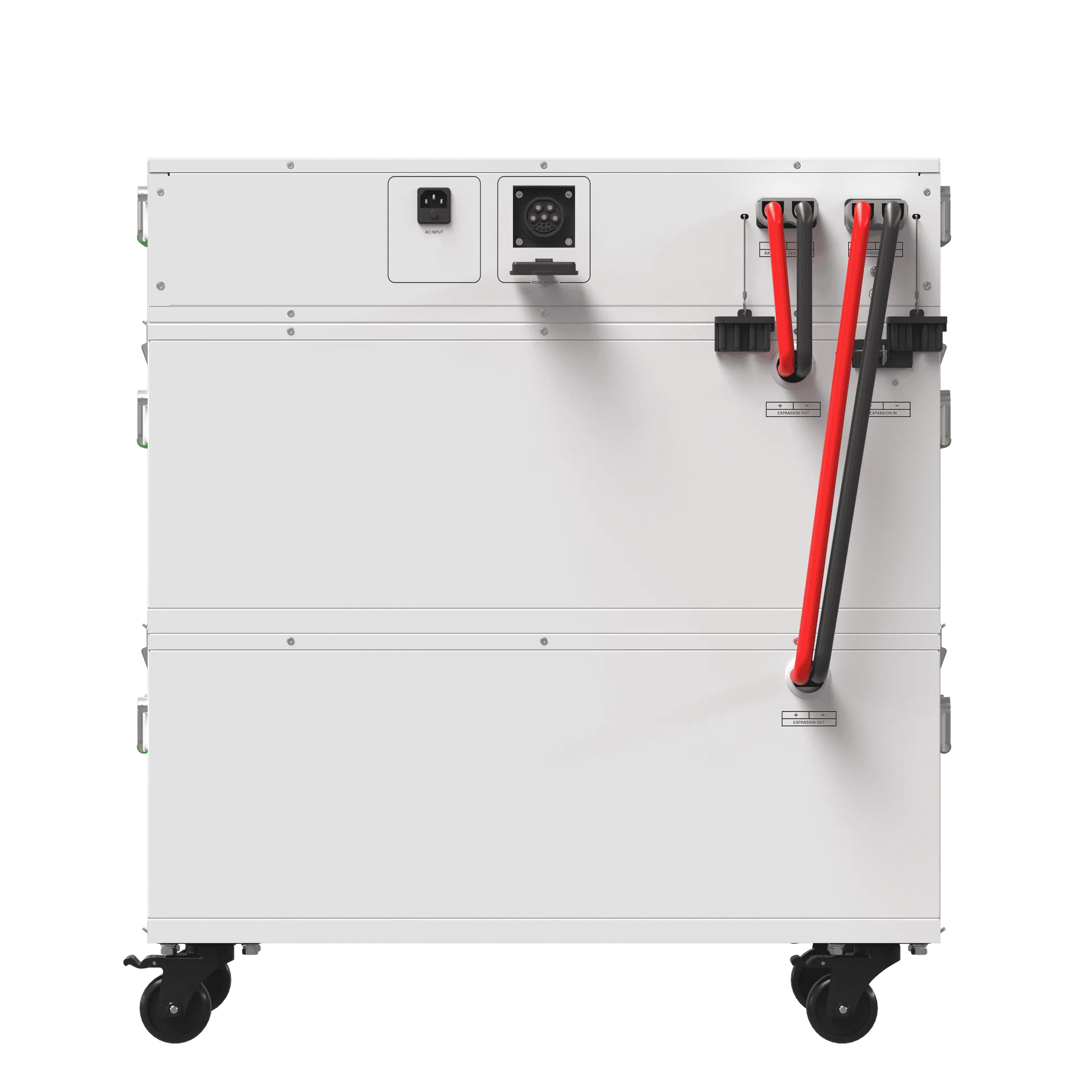Back view of the Powerhouse V2 Whole Home Generator by Nature's Generator with Power Pod attached, showcasing its components and design.