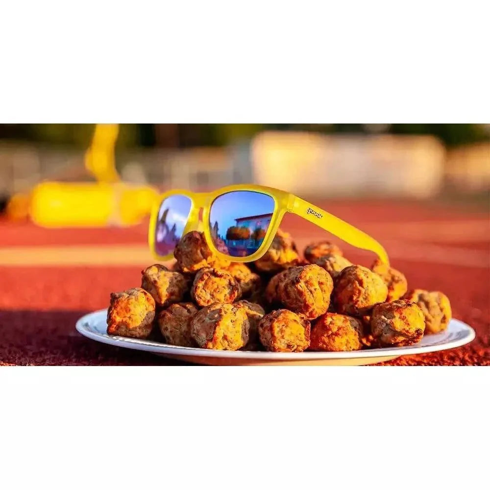 Rare Air Discs Swedish Meatball Hangover OG polarized sunglasses with dark tinted lenses and black frames.