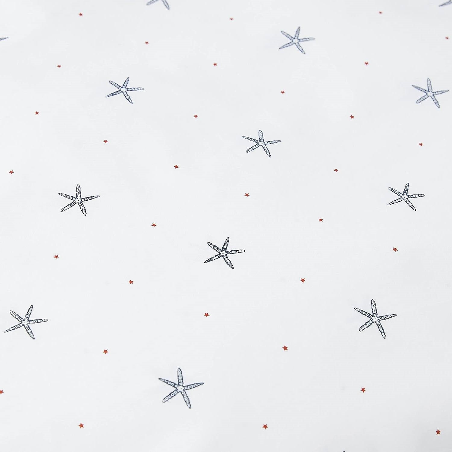 Queen size Coastal Beach Starfish White Navy Red 100-Percent Cotton Sheet Set - OVERLANDERS Outfitter