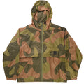 QILO x AP Retro Windbreaker in Norwegian Woodland featuring a front view with a camo pattern and stylish design.