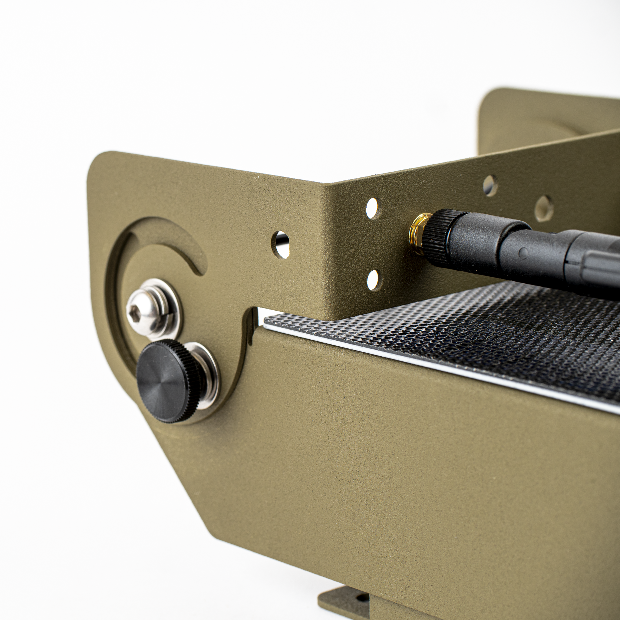 Atlaxox Beacon Solar Meshtastic Node radio device with preconfigured setup, featuring solar power and compact design.
