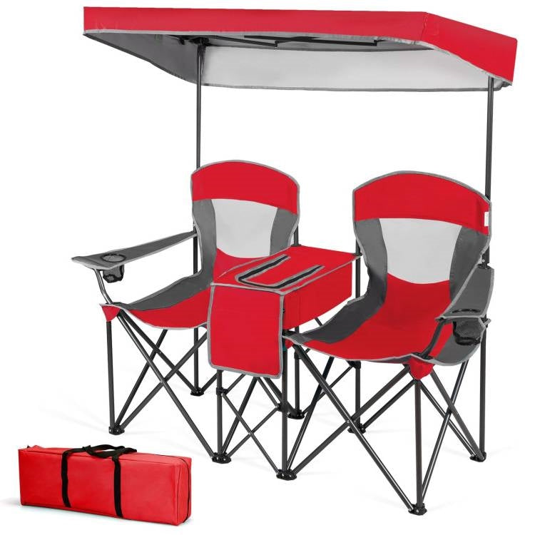 Red 2-Piece Folding Camping Canopy Chairs Set - OVERLANDERS Outfitter