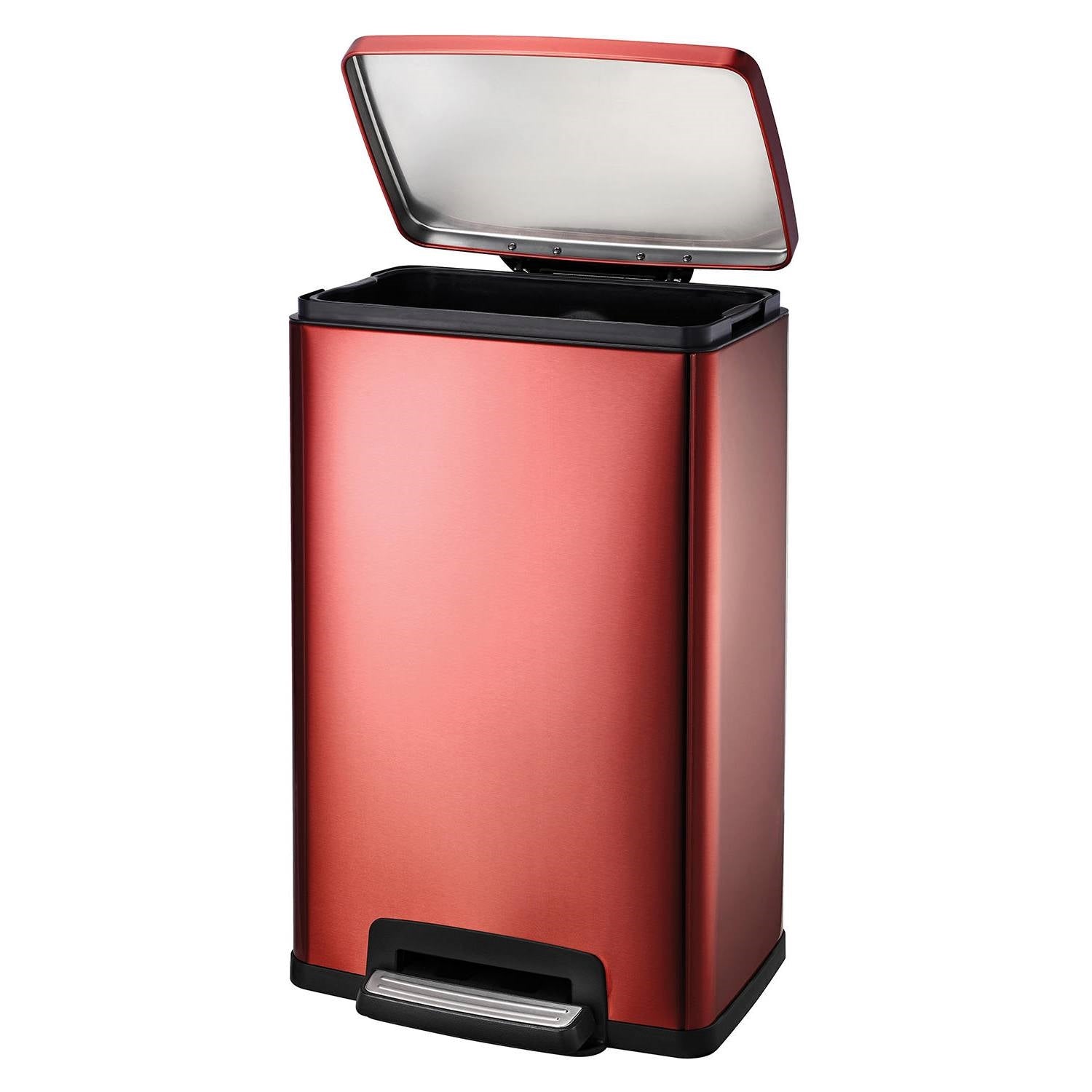 HomePacific stainless steel 13-gallon kitchen trash can with step lid in copper red finish, suitable for recycling and waste disposal