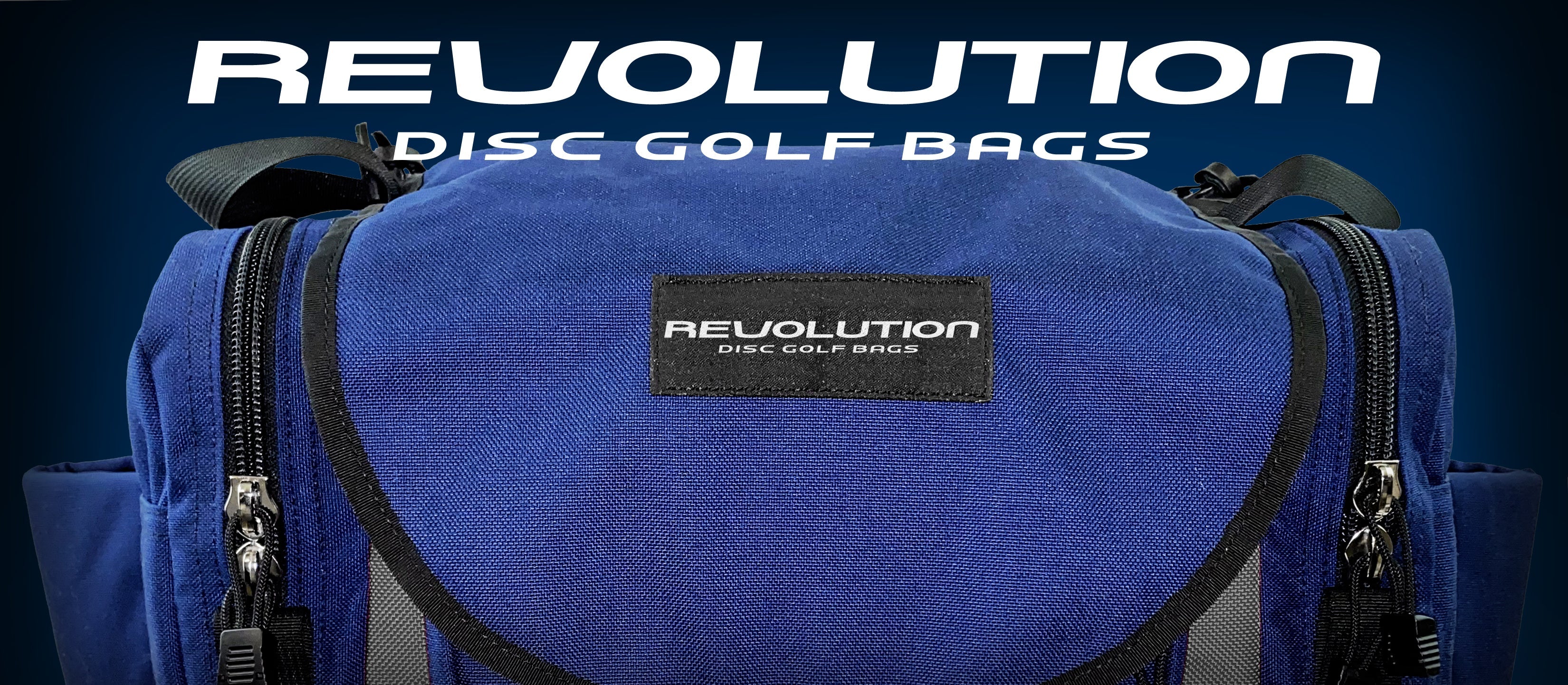 Gotta Go Gotta Throw Revolution Carolina Team V3 disc golf bag in sapphire blue with multiple compartments and adjustable straps.