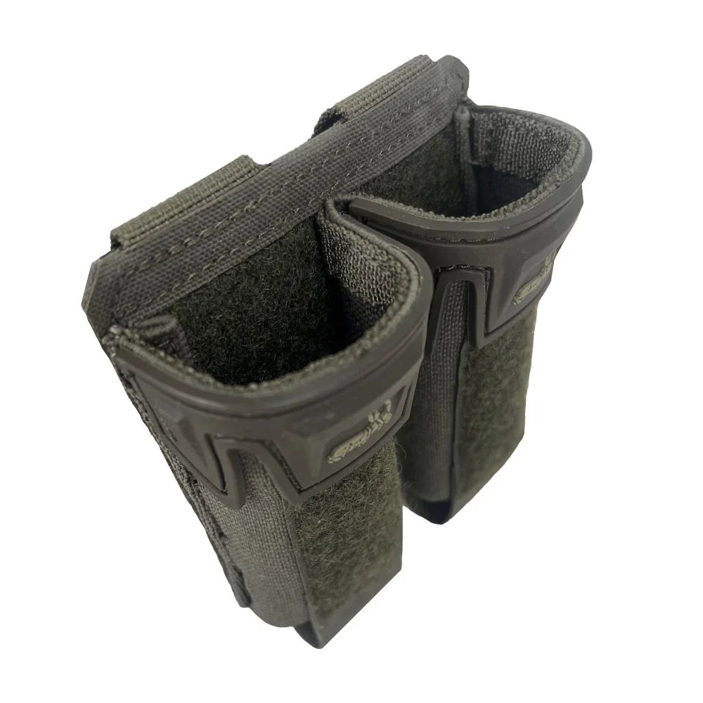 HCC Tactical Pincer Pistol Double Pouch with secure belt attachments, designed for carrying two pistols and tactical gear.