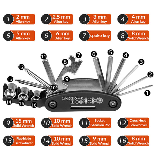 16 In 1 Multi-Function Bike Tool Kit - OVERLANDERS Outfitter