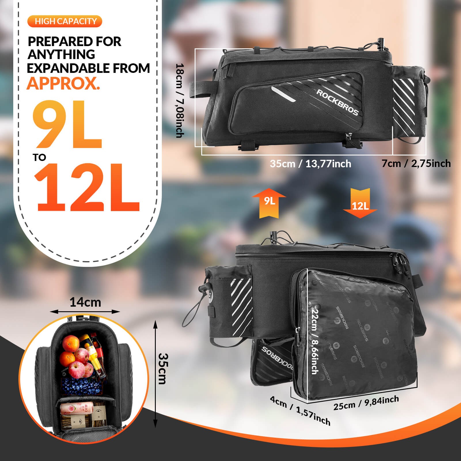 ROCKBROS 12L Bike Rack Bag with Rain Cover - OVERLANDERS Outfitter