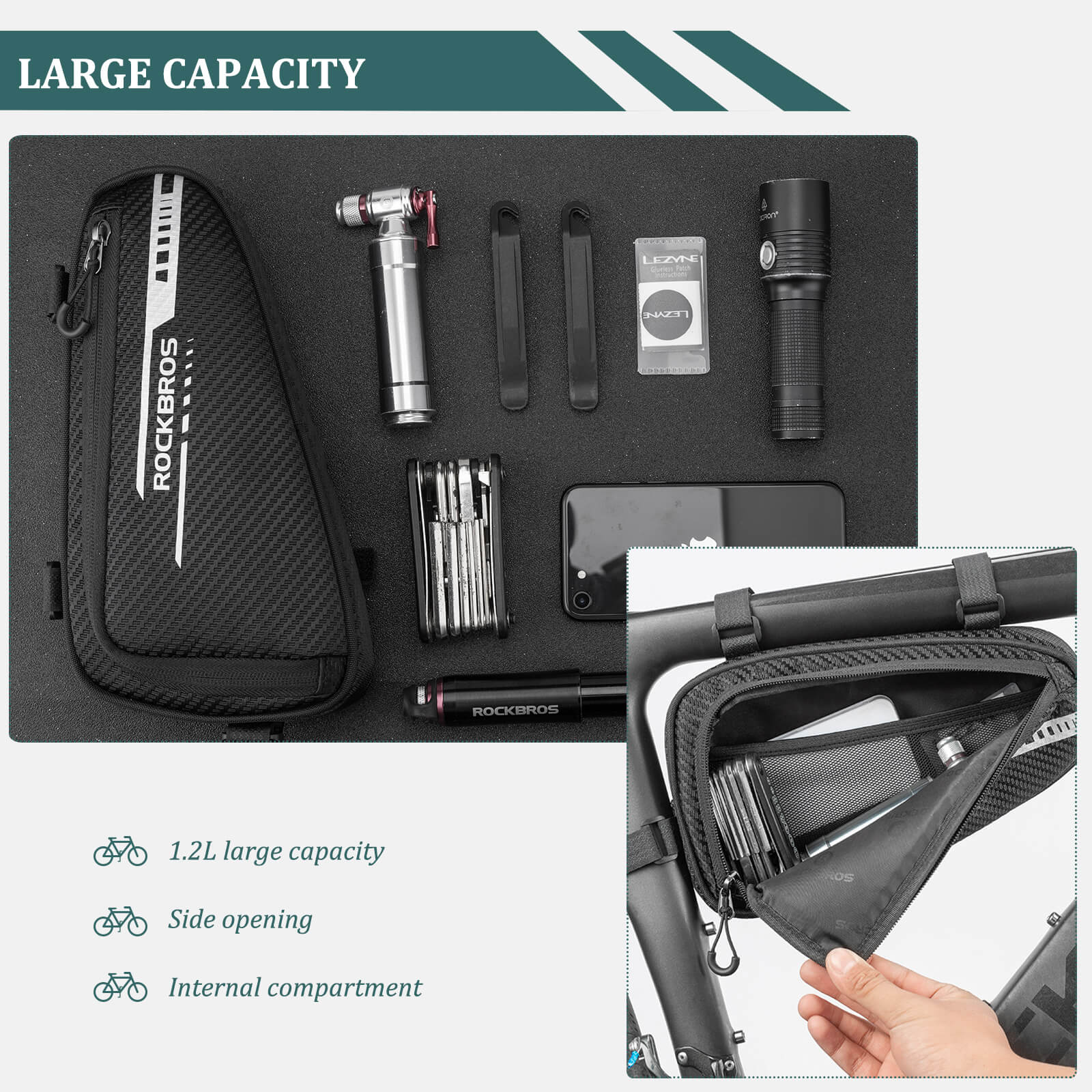 ROCKBROS Top Tube Bike Frame Bag Triangle Storage Pouch - OVERLANDERS Outfitter
