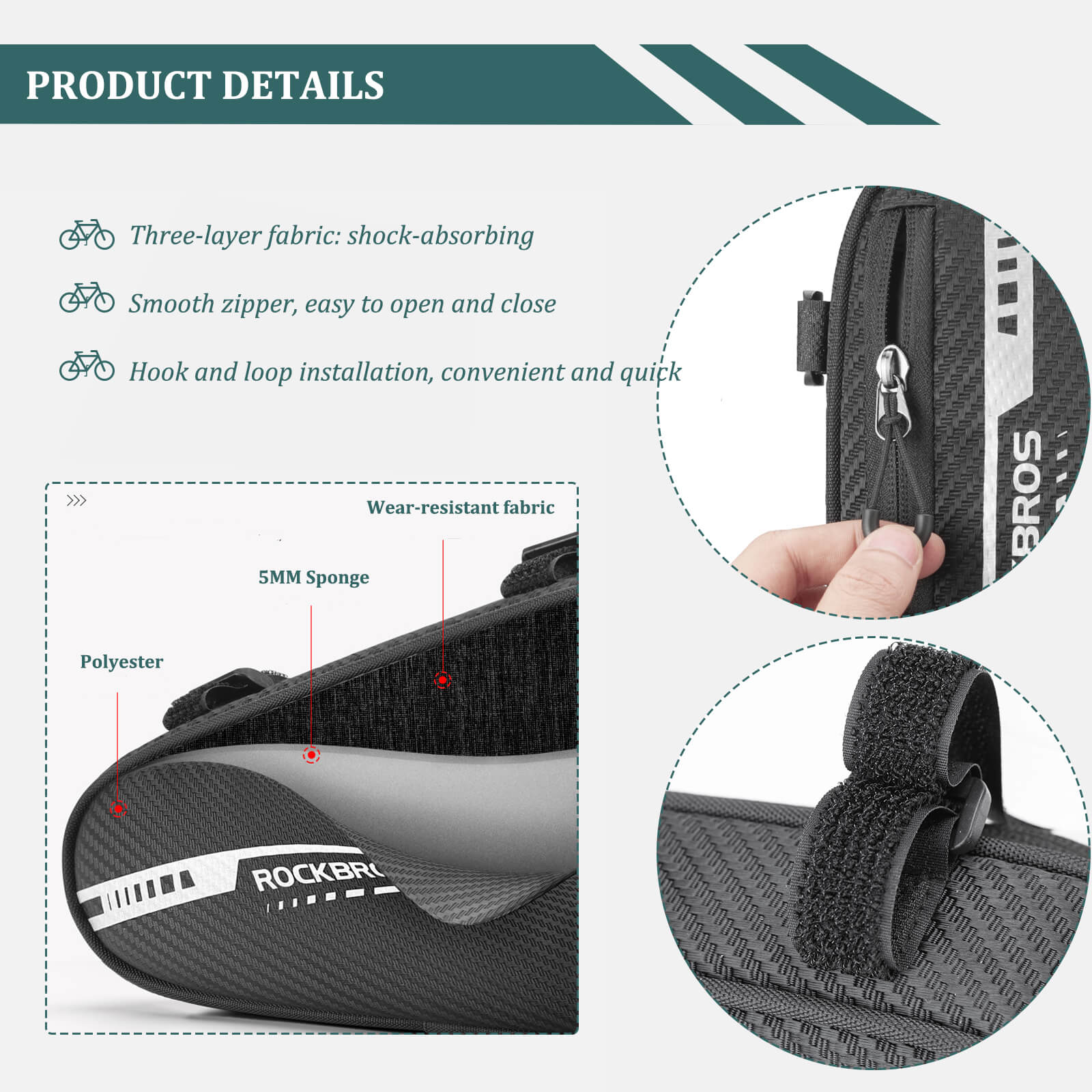 ROCKBROS Top Tube Bike Frame Bag Triangle Storage Pouch - OVERLANDERS Outfitter
