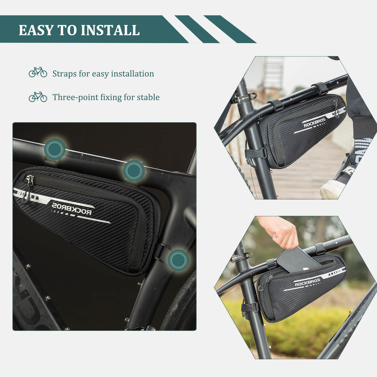 ROCKBROS Top Tube Bike Frame Bag Triangle Storage Pouch - OVERLANDERS Outfitter