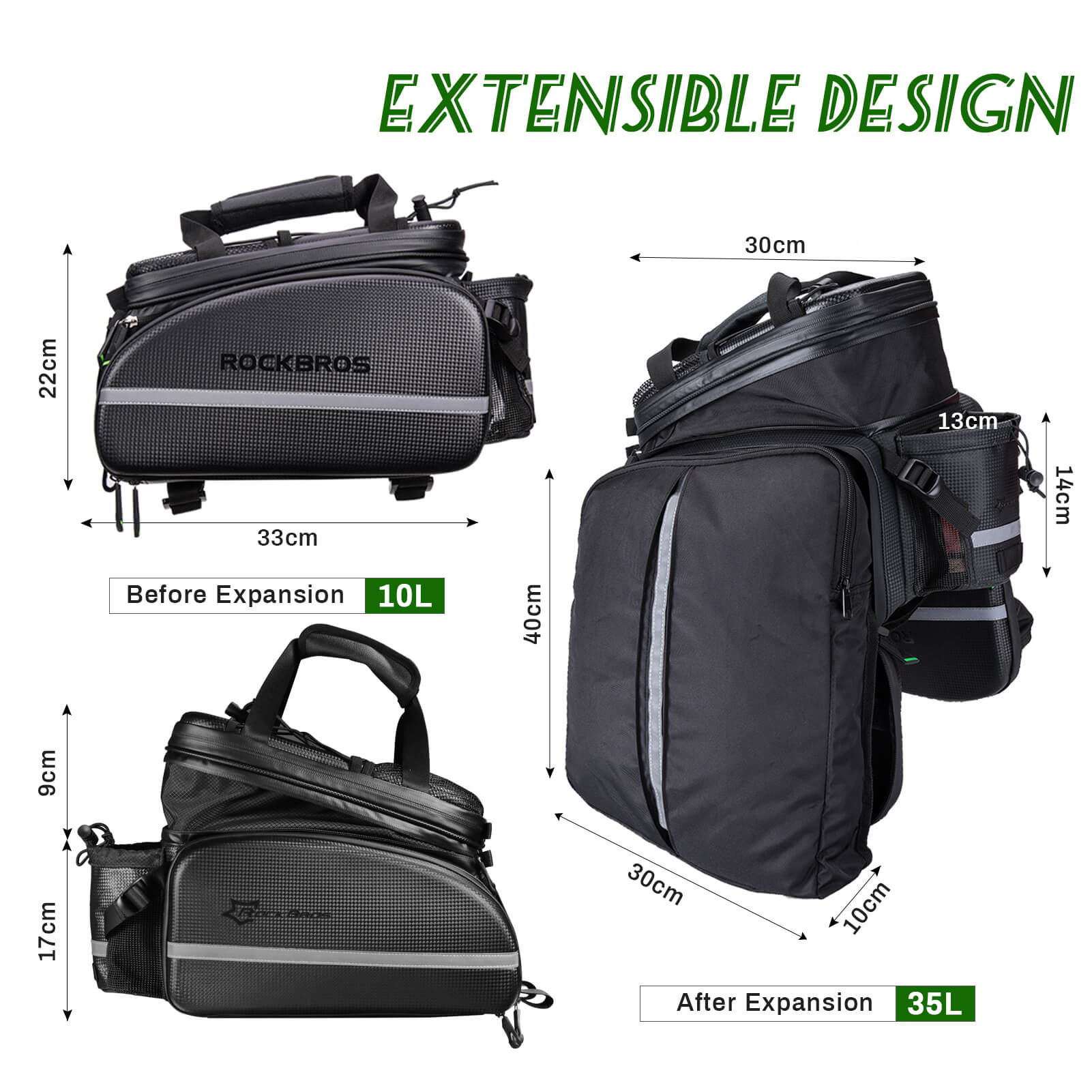 ROCKBROS Bike Rear Rack Bag Waterproof Multifunctional Bike Trunk Bag - OVERLANDERS Outfitter