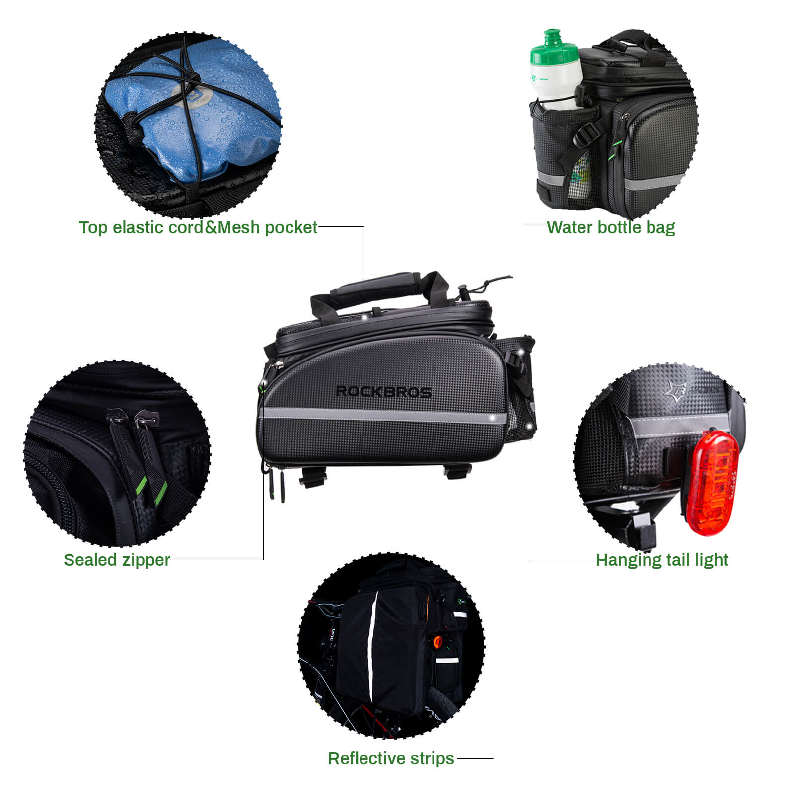 ROCKBROS Bike Rear Rack Bag Waterproof Multifunctional Bike Trunk Bag - OVERLANDERS Outfitter