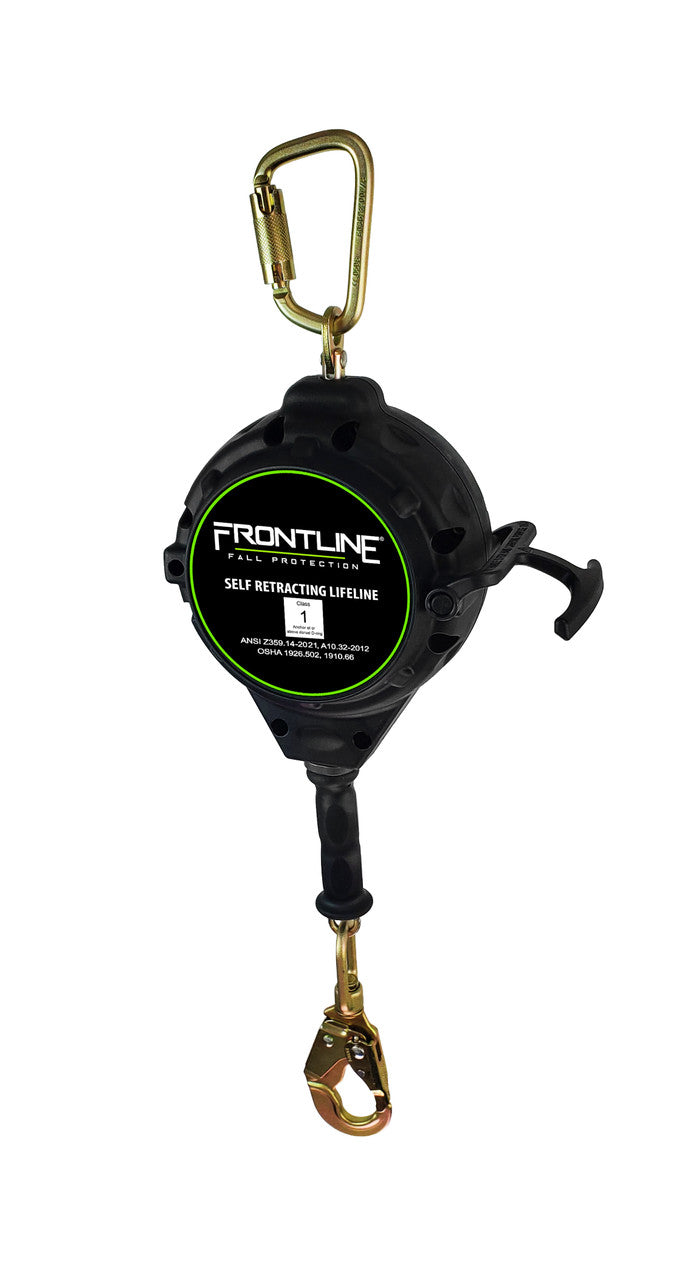 Frontline RPG10 10' Cable Single Leg SRL with Steel Snap Hook End with Carry on Handle and Tagline