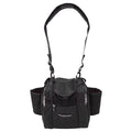 Gotta Go Gotta Throw Revolution Mini Deluxe V3 Disc Golf Bag in black with multiple compartments and adjustable straps.