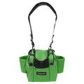Gotta Go Gotta Throw Revolution Mini Deluxe V3 disc golf bag in forest green and black, with multiple compartments and adjustable straps.