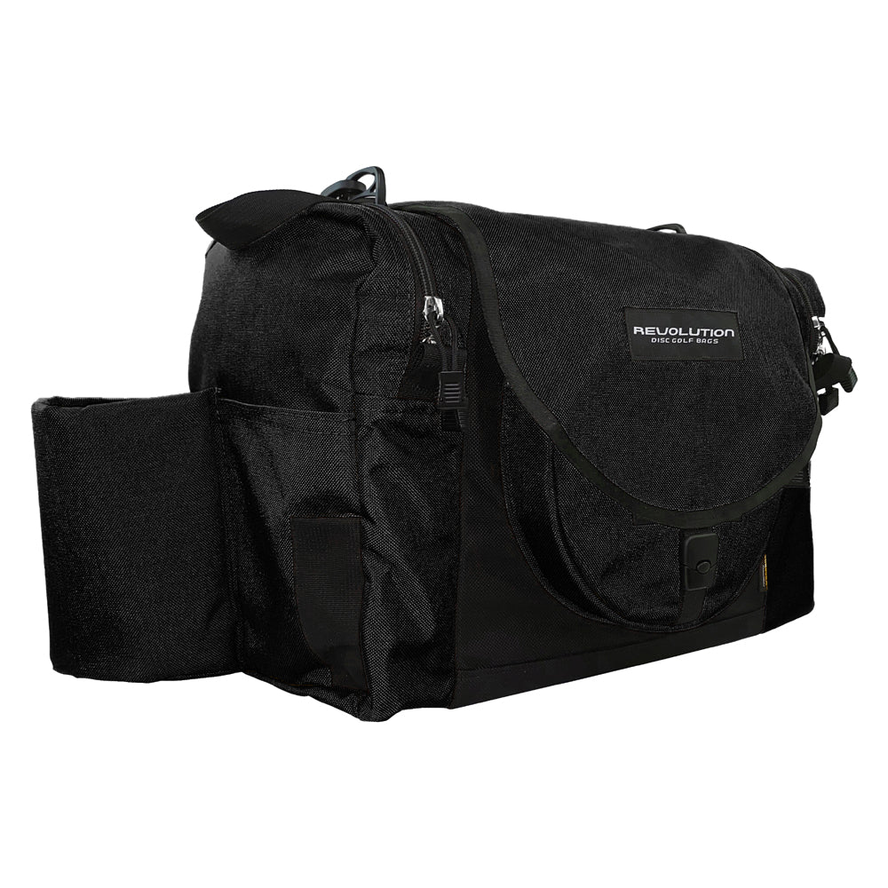 Gotta Go Gotta Throw Revolution Carolina Team V3 Disc Golf Bag in black with multiple compartments for discs and accessories.