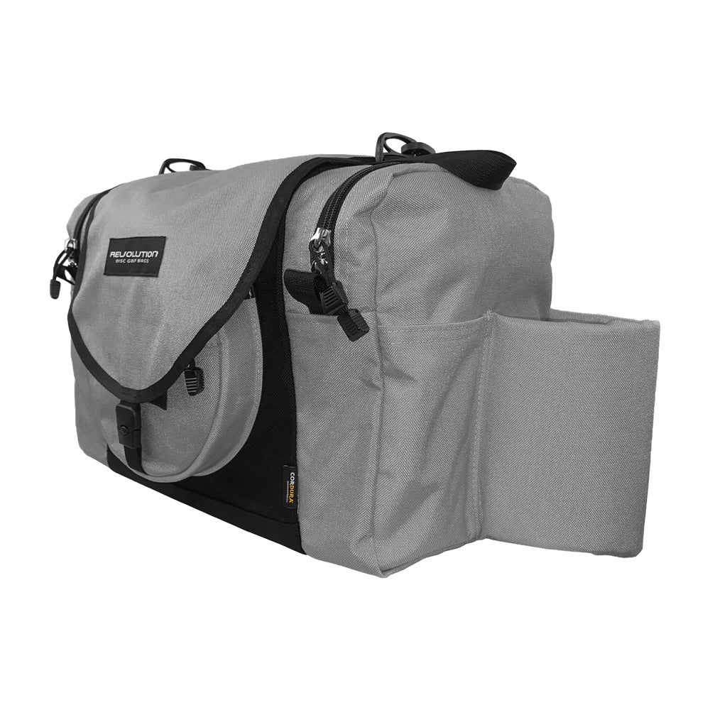 Gotta Go Gotta Throw Revolution Carolina Team V3 disc golf bag in Mountain Mist with multiple compartments and adjustable straps.