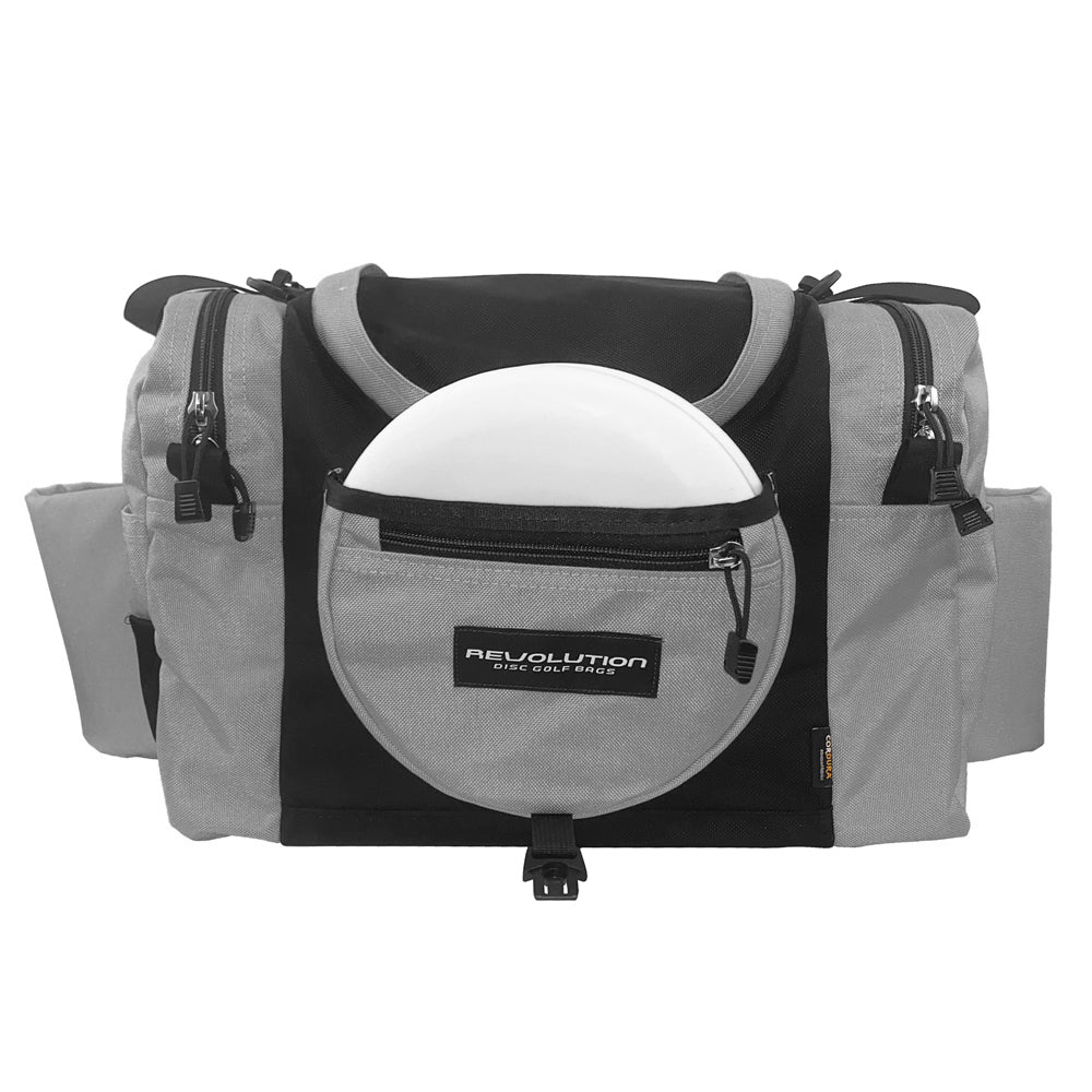 Gotta Go Gotta Throw Revolution Carolina Team V3 disc golf bag in mountain mist with multiple compartments and adjustable straps.
