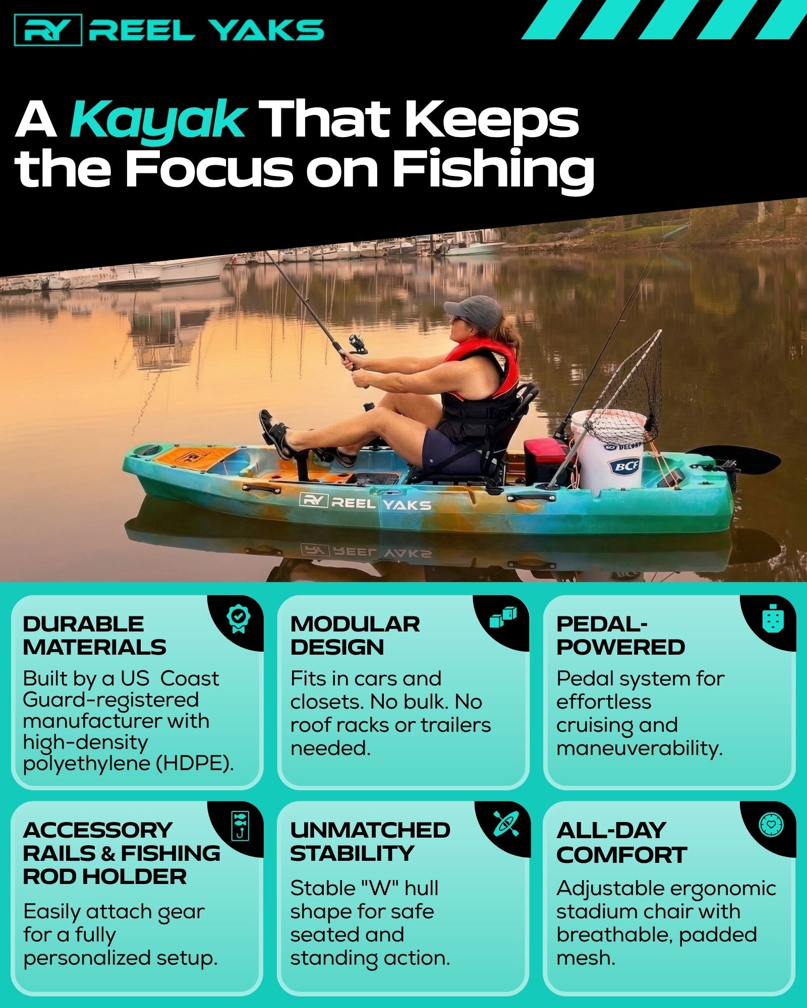 Radar 10ft Propeller Drive Modular Fishing Kayak