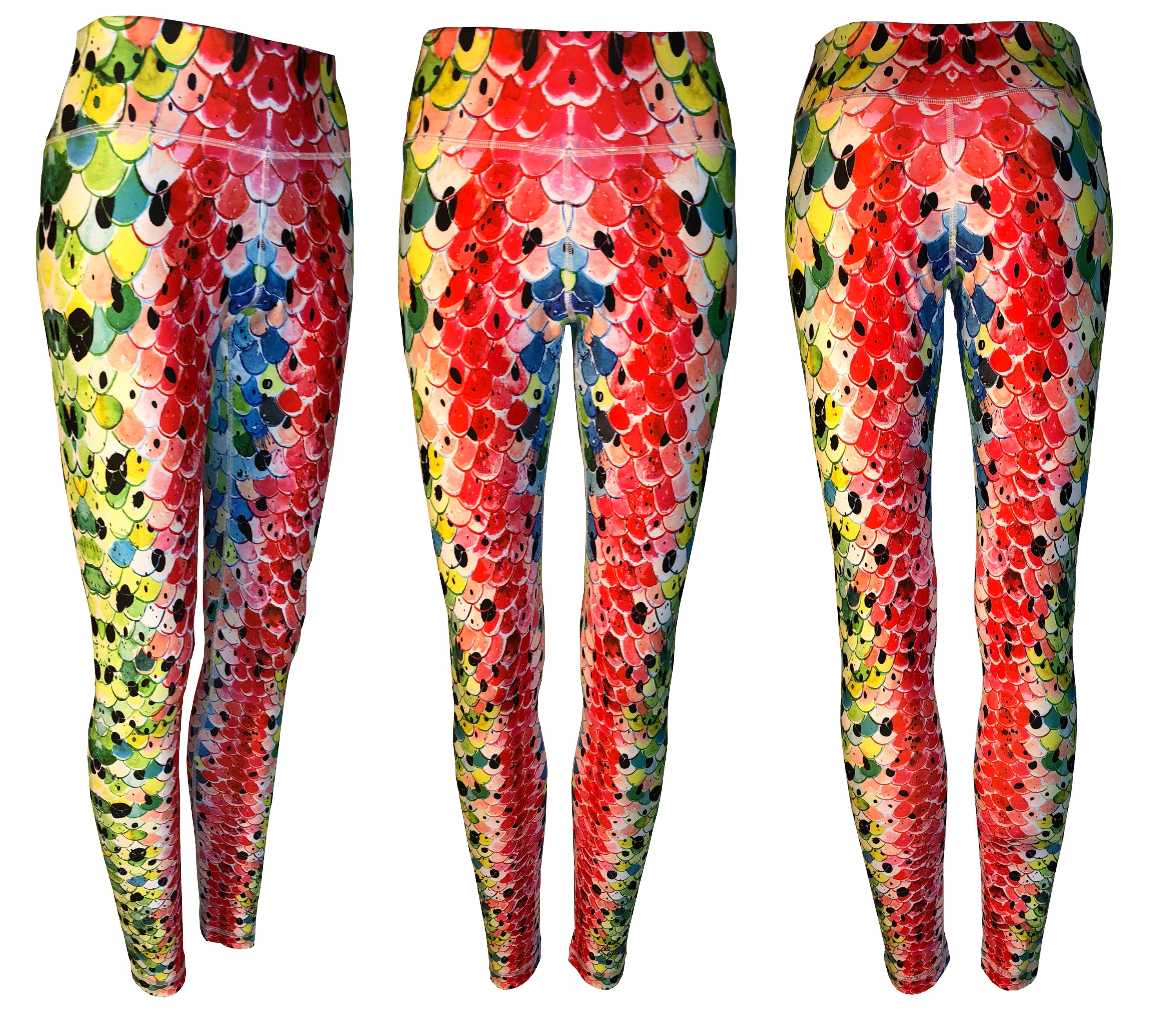 Rainbow trout fish print all sport leggings by Cognito Brands featuring vibrant rainbow trout pattern for activewear.