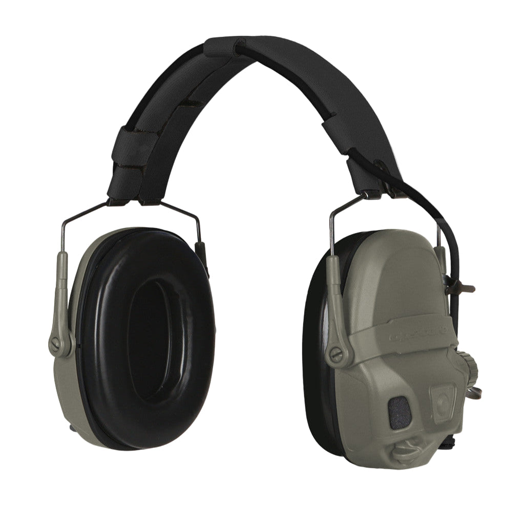 Ranger Green HCC Tactical AMP Communication Headset Lite with hearing protection and communication features, designed for tactical use.