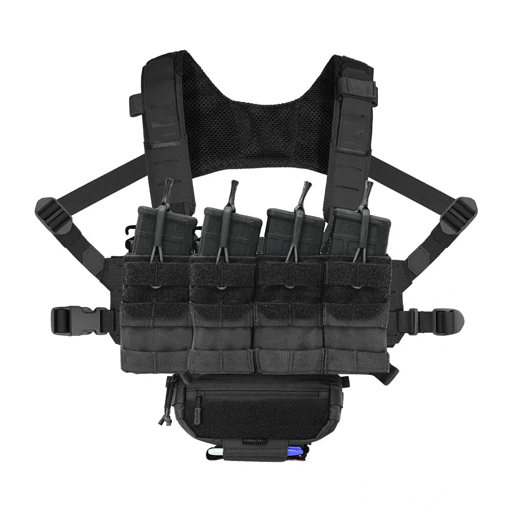 HCC Tactical Reaper Rig Quad Mag Bundle featuring tactical gear with multiple magazine pouches in a black design.