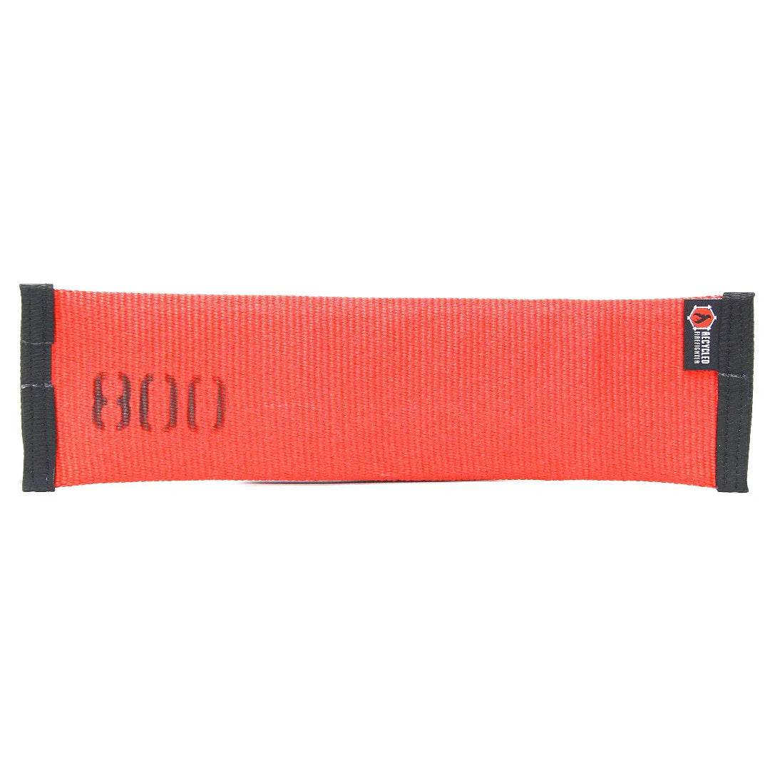Recycled Firefighter red and black fire hose dog fetch toy made from recycled firefighter hoses for durable play.