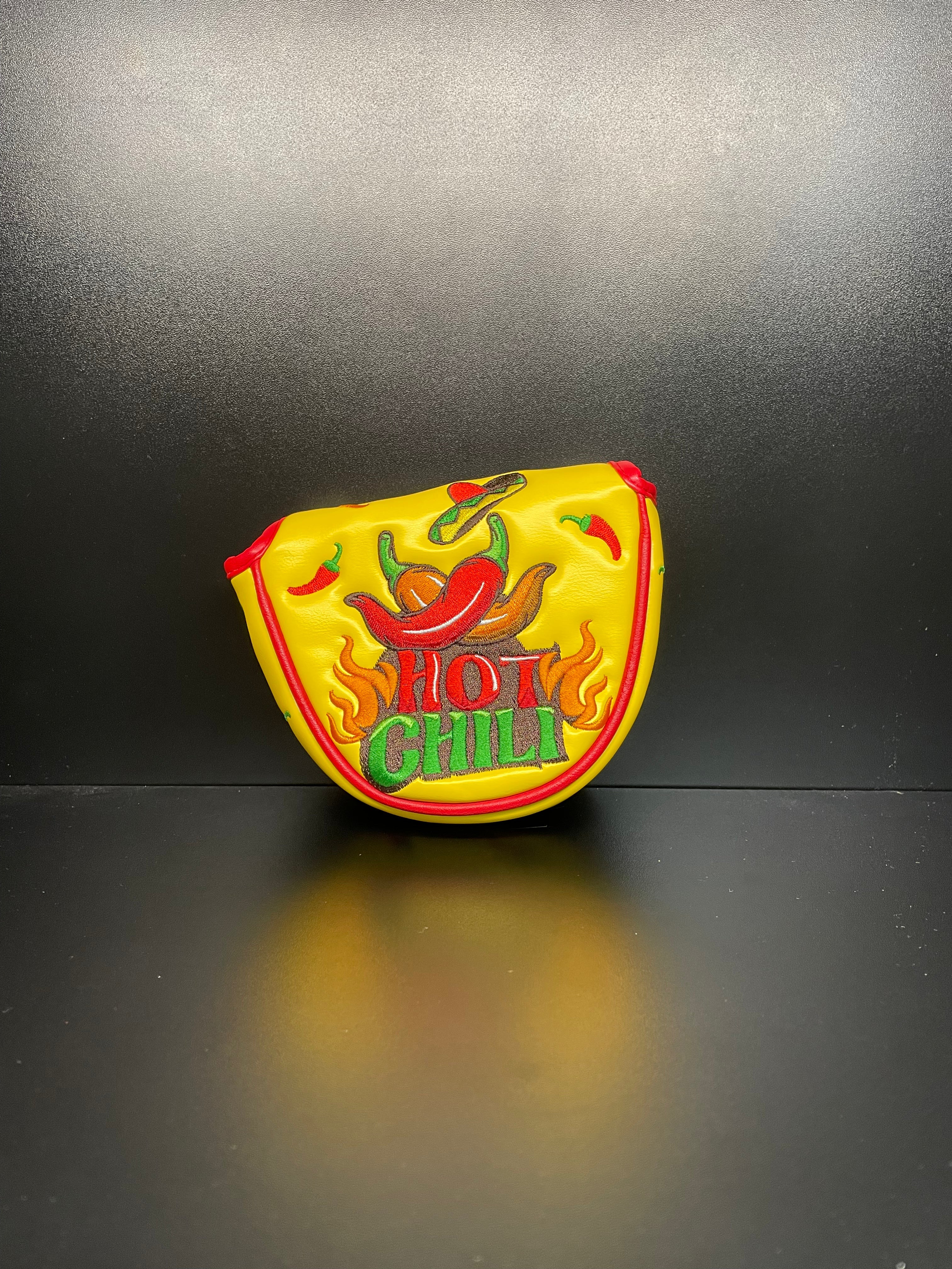Red hot chili pepper golf club headcover by ParWestGolf, vibrant red and shaped like a chili pepper for a fun golf accessory.