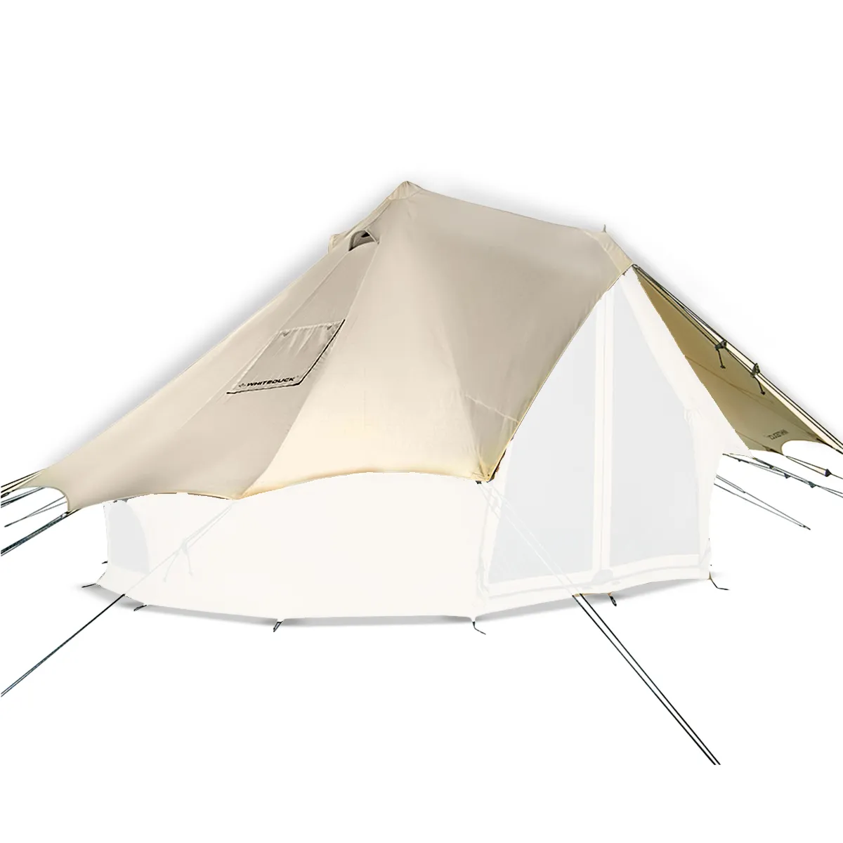 White Duck Outdoors bell tent fly sheet in natural white, weather-resistant fabric for outdoor camping and shelter protection.