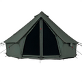 Forest green White Duck Outdoors 16-foot Regatta Bell Tent with front view showing canvas walls and camping entrance.