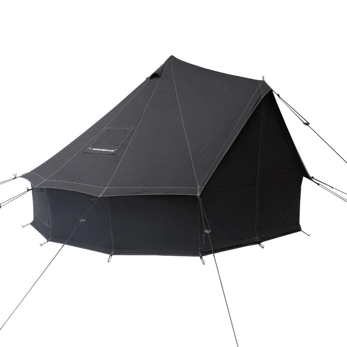 White Duck Outdoors 16-foot Regatta Bell Tent shown at night with side profile under a starry sky.