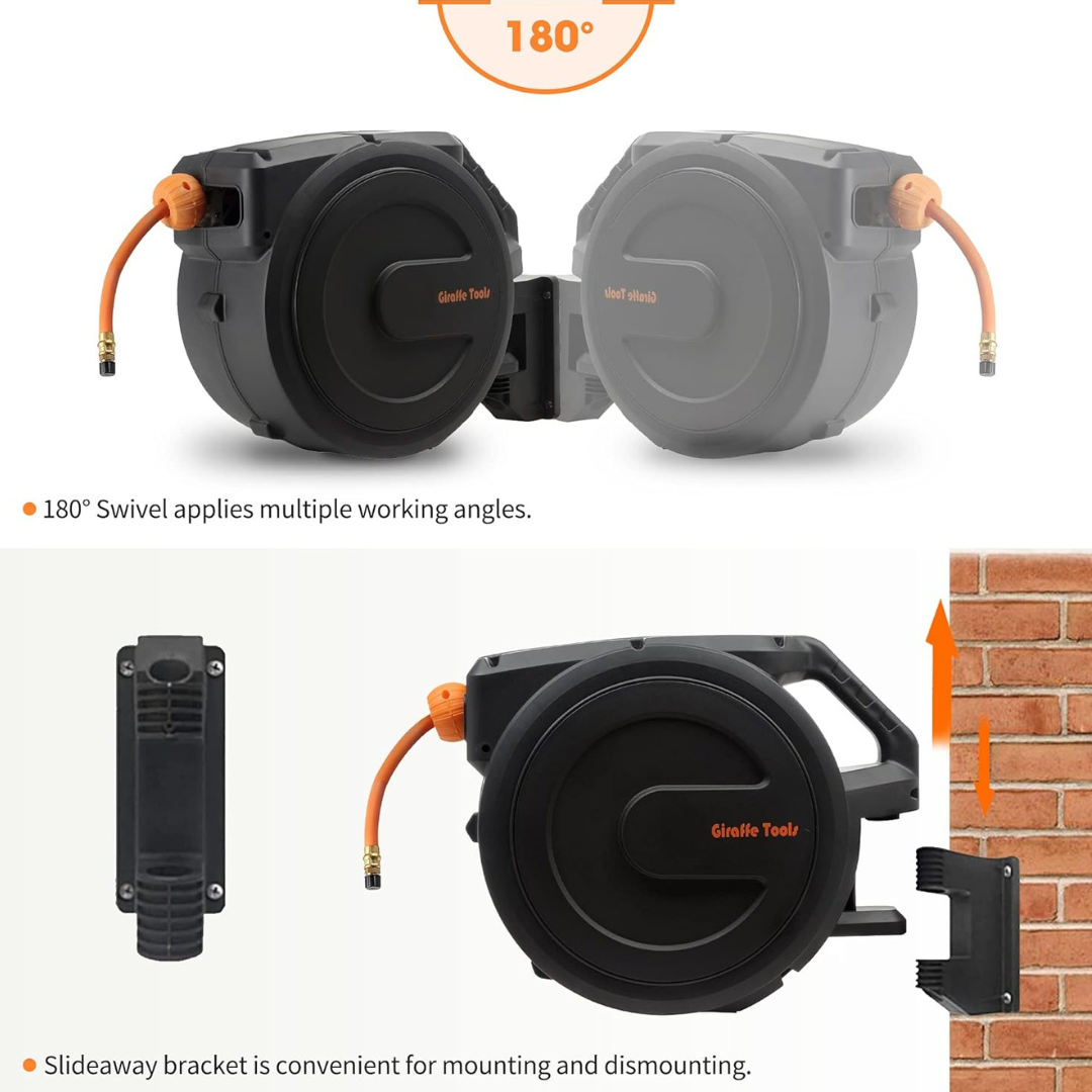 Retractable Air Hose Reel-PP Housing-3/8in-50ft - OVERLANDERS Outfitter