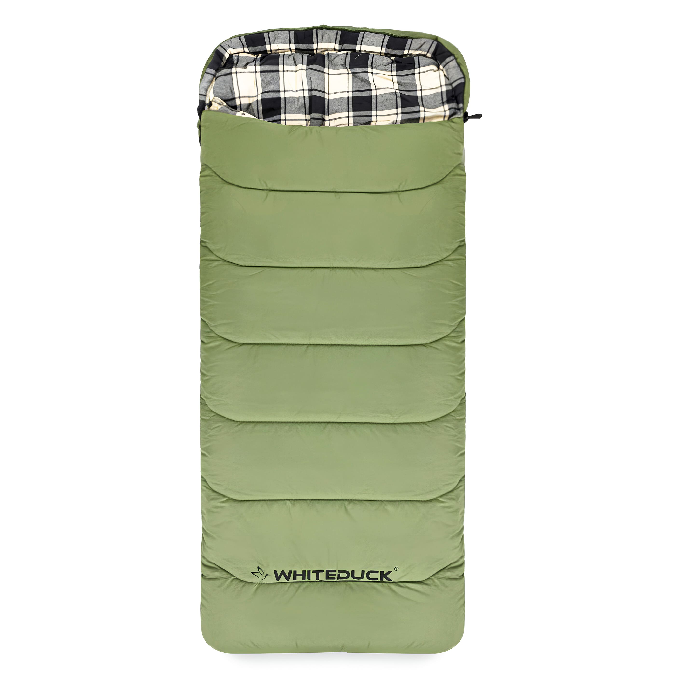White Duck Outdoors Slumbernest™ sleeping bag for 30°F cold weather, showing its insulated design and durable exterior.