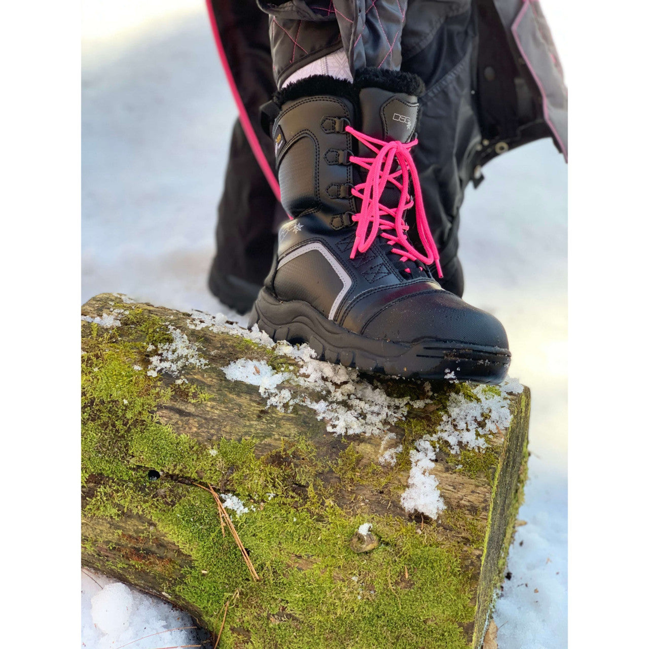 DSG OUTERWEAR Rime Boot showing tan leather exterior, lace-up design, and rugged sole, ideal for outdoor winter wear.