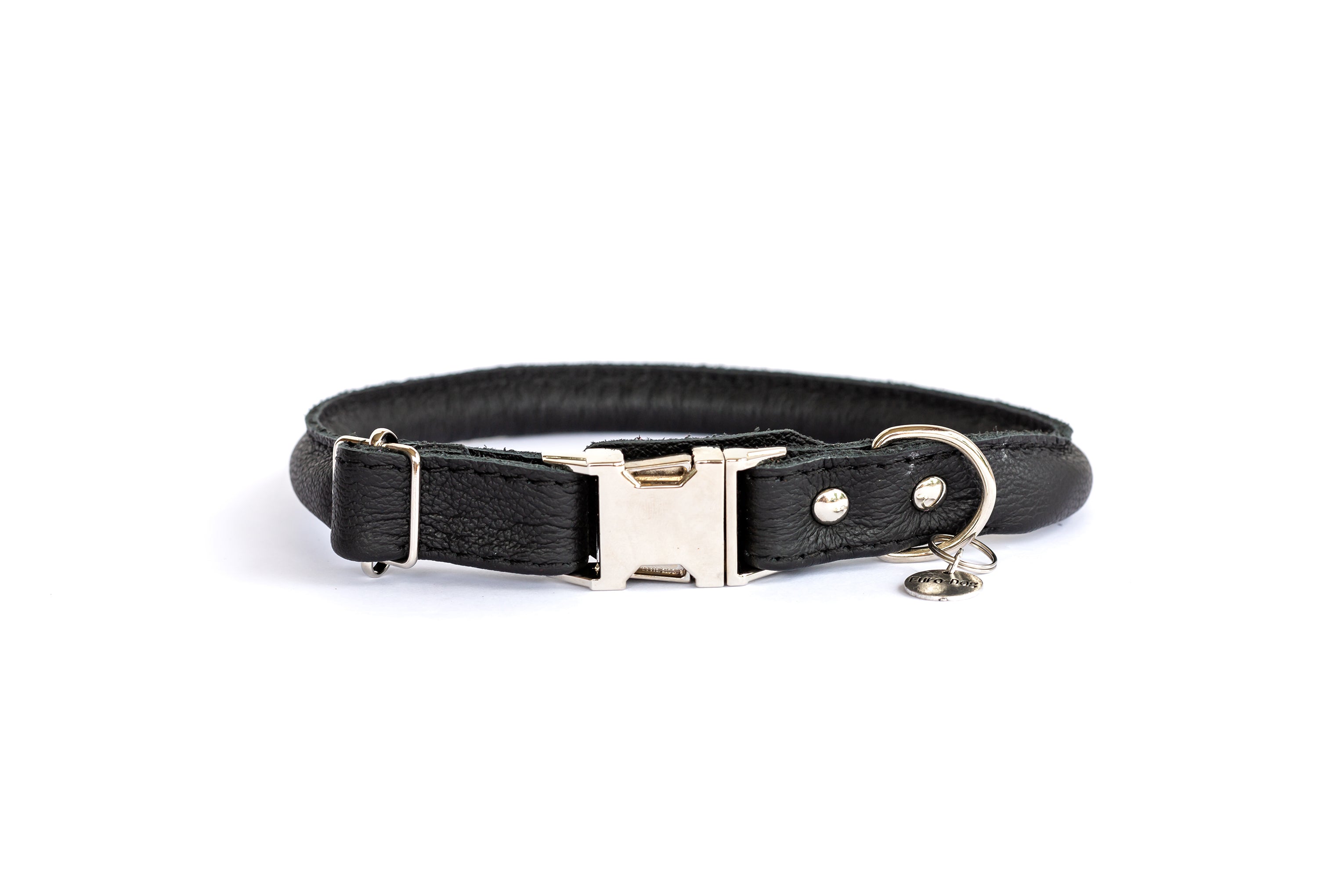 Rolled Style Black Leather Quick-Release Dog Collar - OVERLANDERS Outfitter