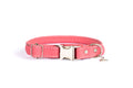 Rolled pink leather quick-release dog collar by Euro-Dog, featuring a smooth texture and durable design for comfort.