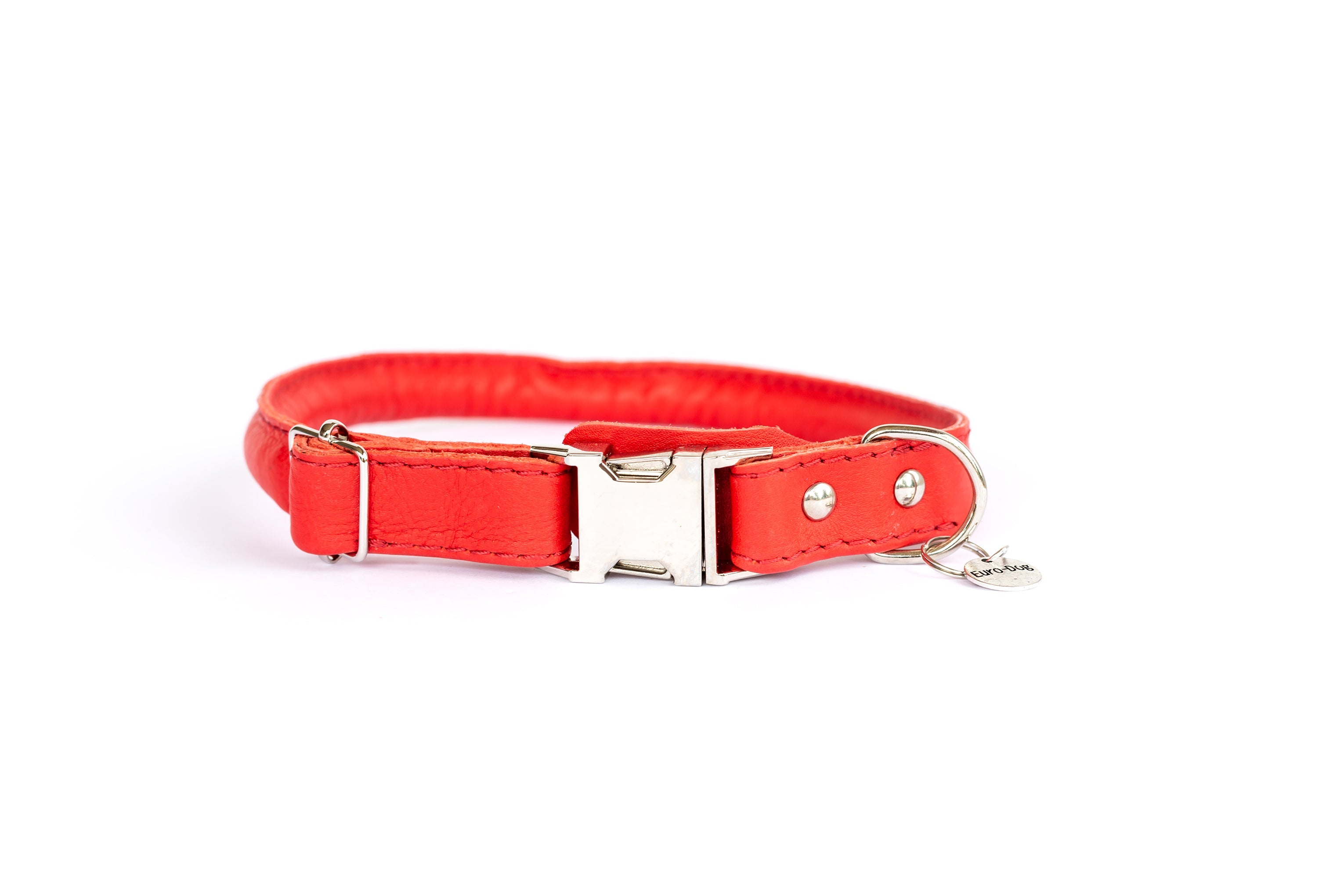 Rolled Style Red Leather Quick-Release Dog Collar - OVERLANDERS Outfitter