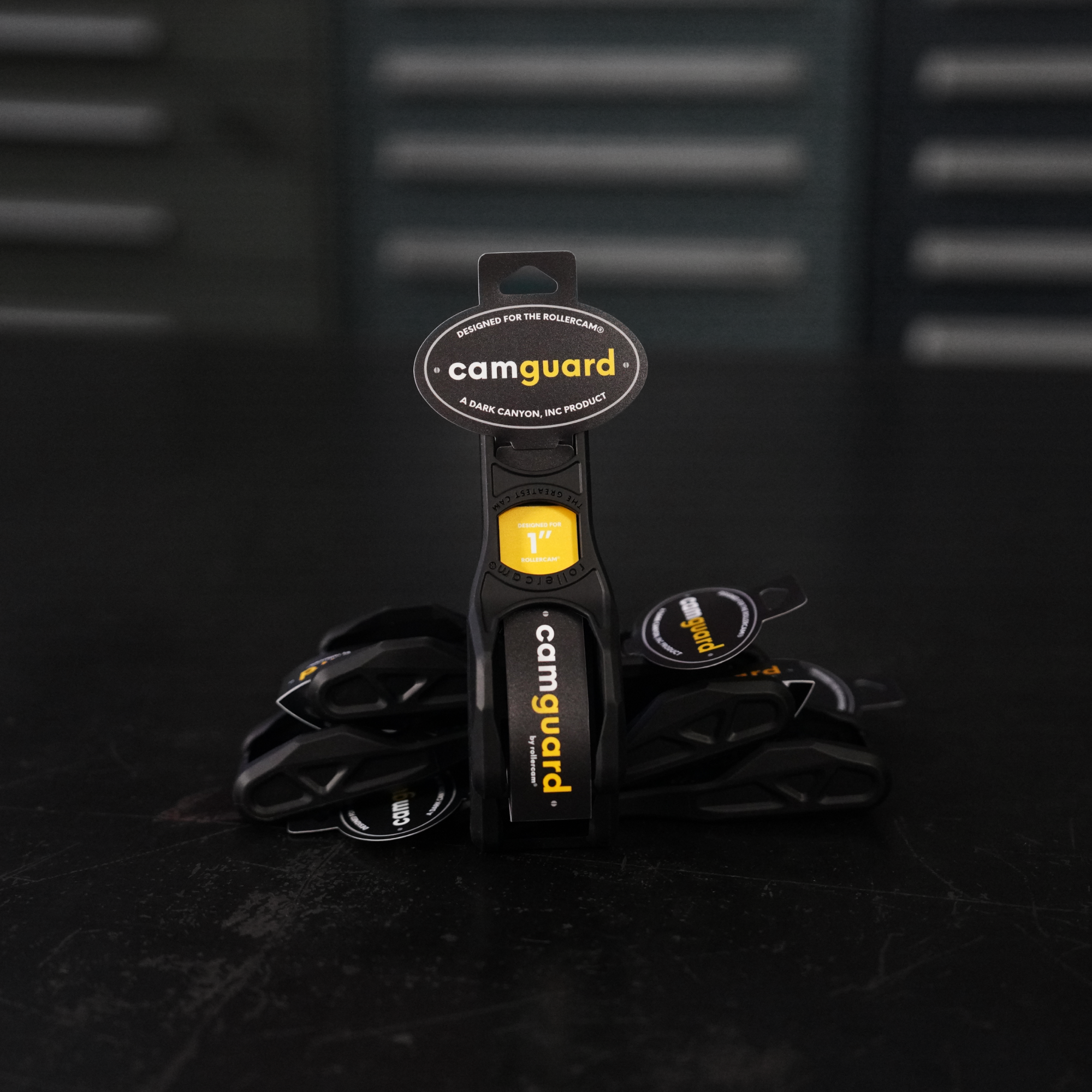 Rollercam Camguard displaying protective design with vibrant colors and sleek shapes on a white background.
