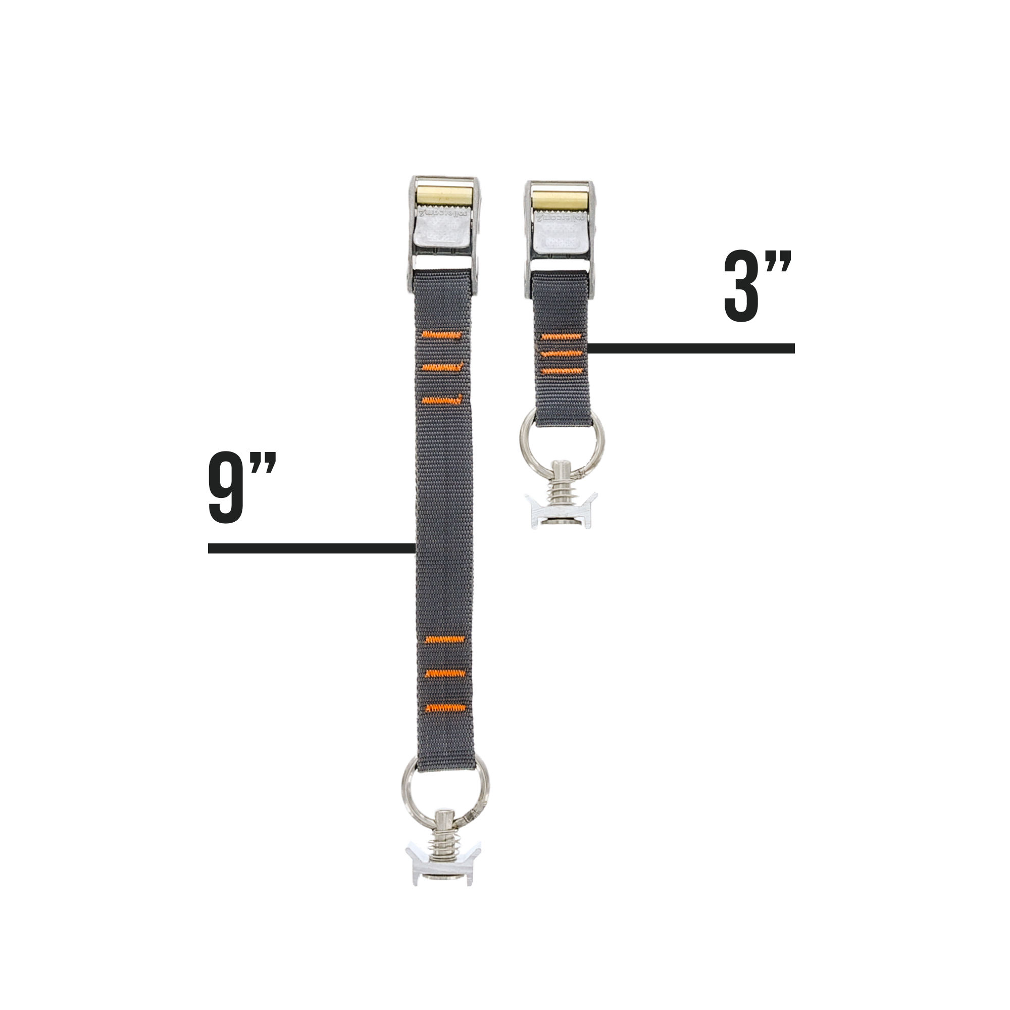 Rollercam L Track Kit with truck bed tie-down straps and cam-end callouts for secure cargo attachment.