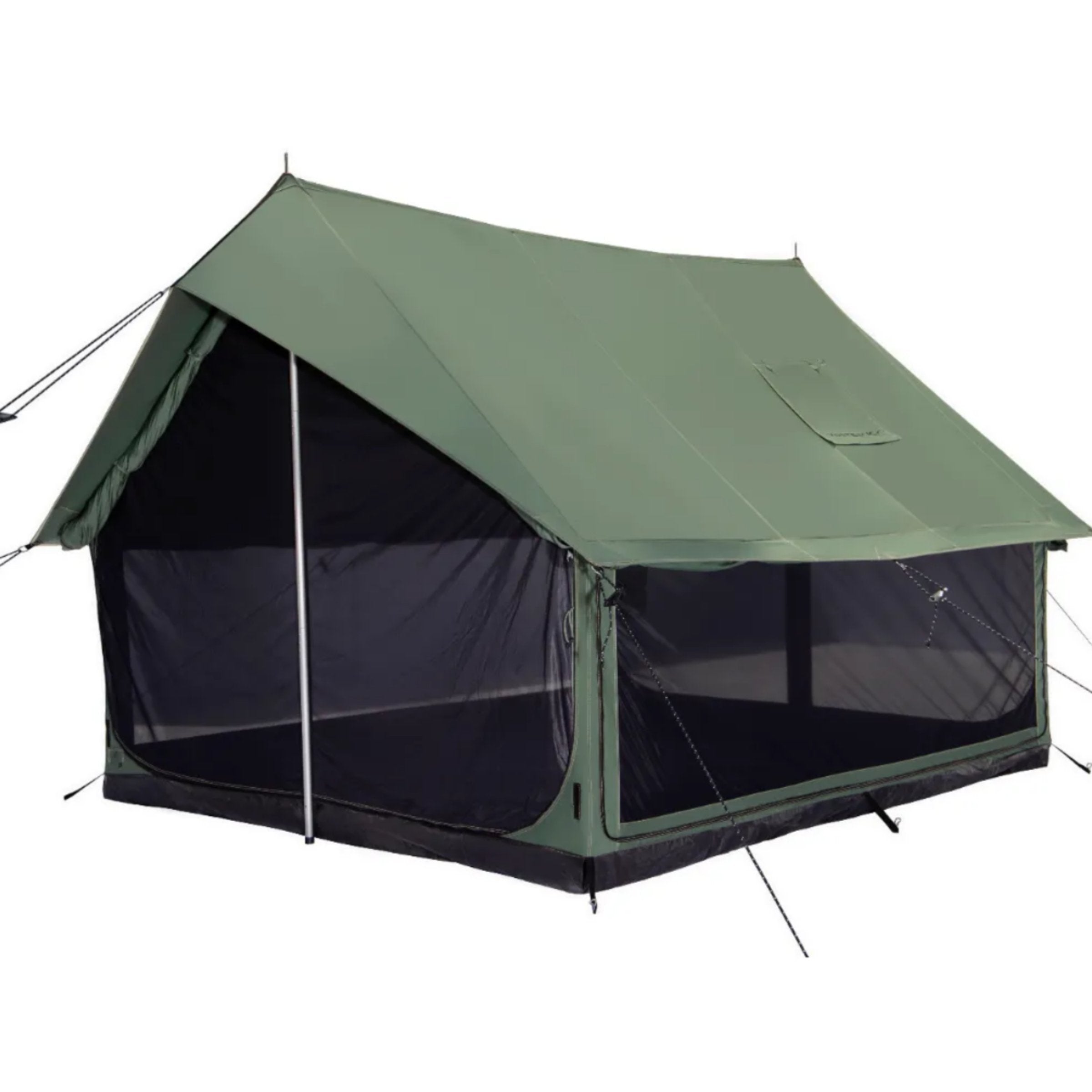 Forest green White Duck Outdoors Rover Scout Tent with mesh windows, shown closed and set up outdoors for camping.