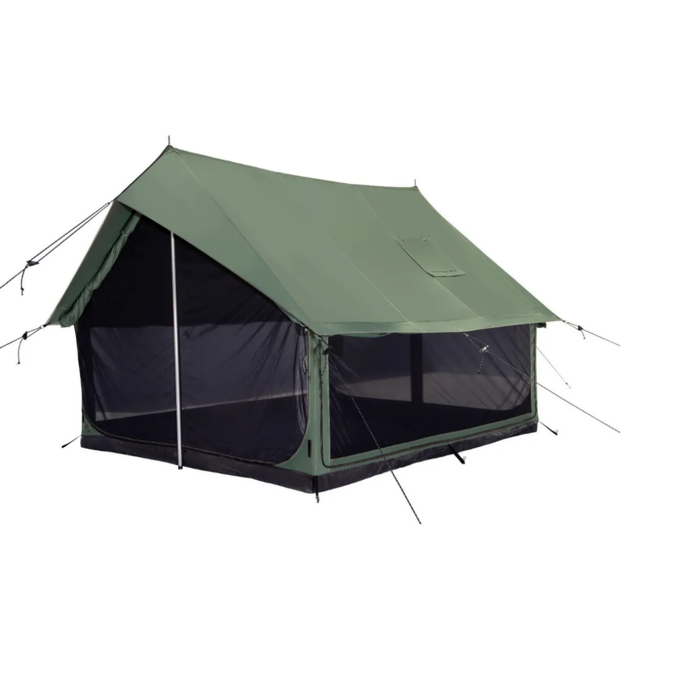 Forest green White Duck Outdoors Rover Scout Tent with mesh windows, shown closed and set up outdoors.