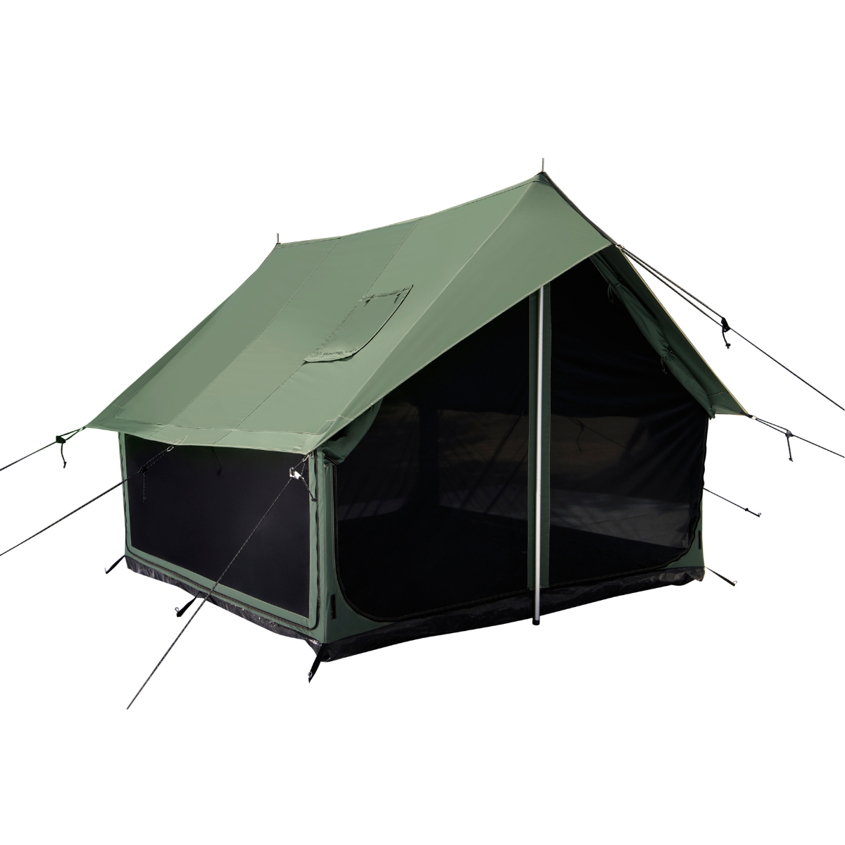 Forest green White Duck Outdoors Rover Scout Tent with mesh windows and closed door, suitable for camping and outdoor adventures.