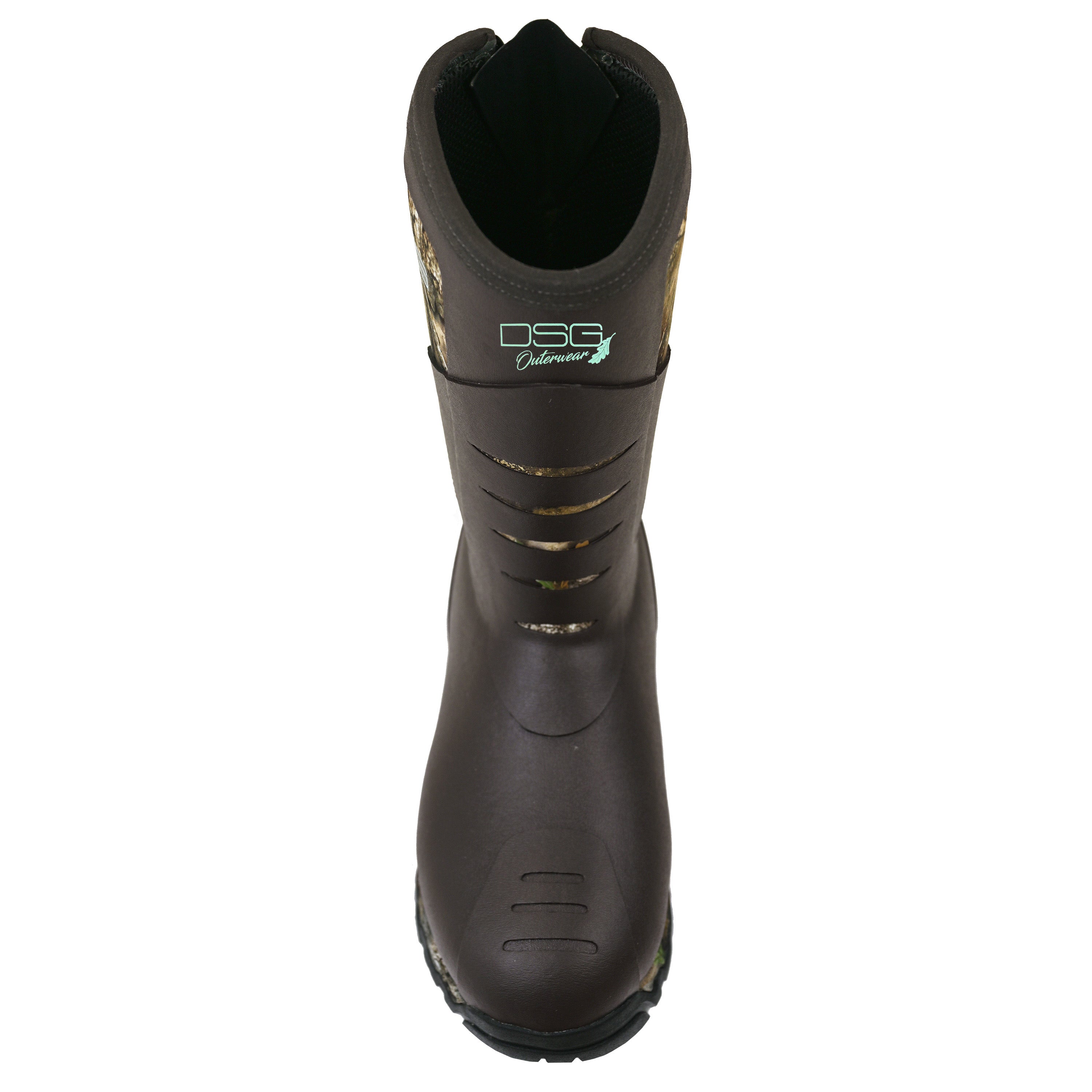 Top view of DSG OUTERWEAR Rubber Boot 2.0 with 400 grams insulation, showcasing durable rubber construction and secure fit.