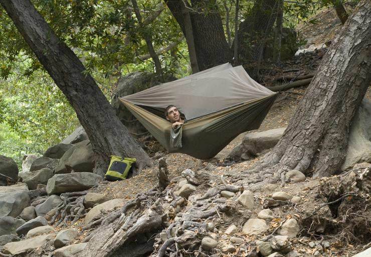 GrandTrunk Skeeter Beeter Pro Mosquito Net Hammock with shelter design, showcasing the netting and hammock setup.