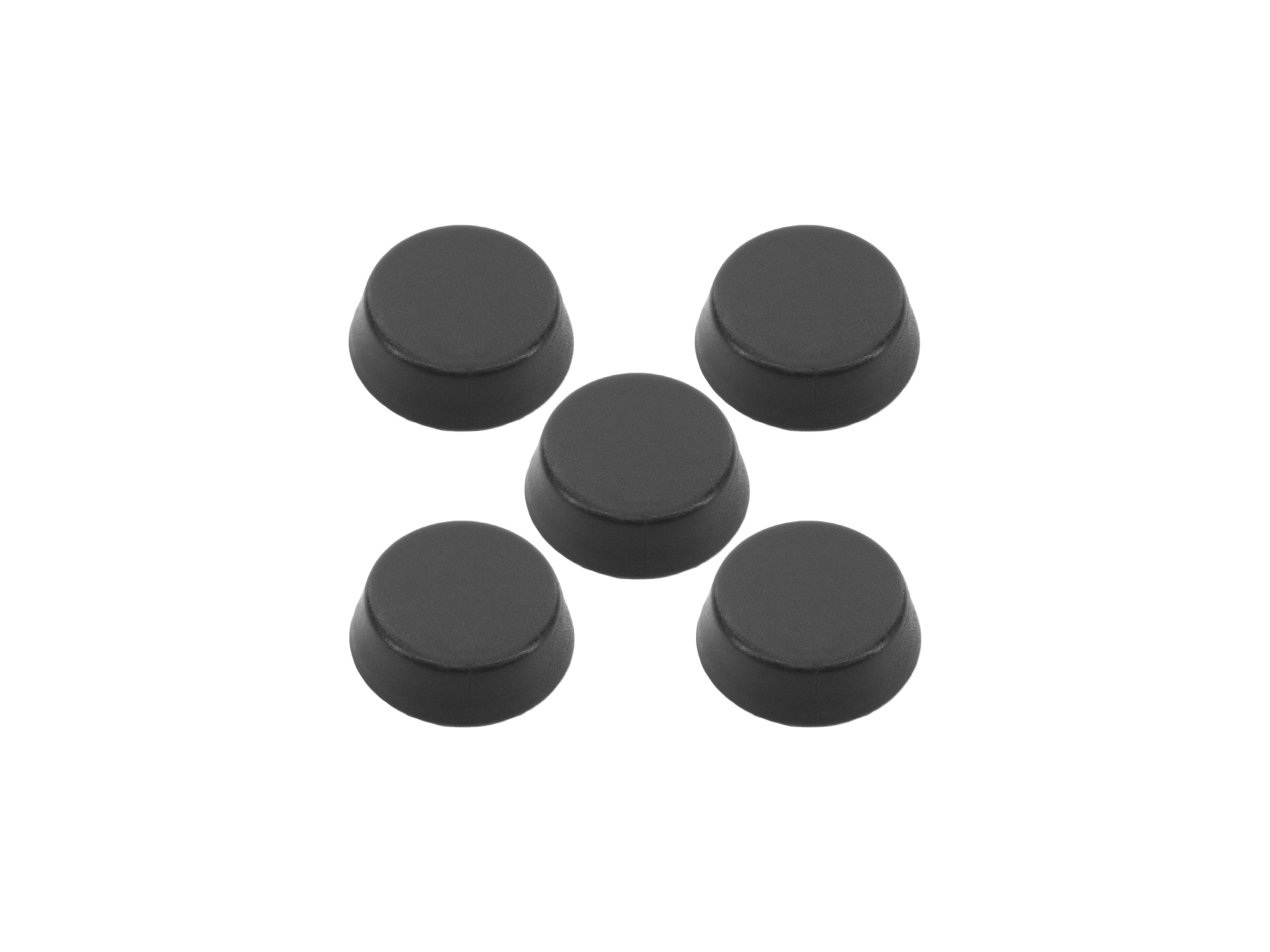 Set of five black interior screw caps for Vanagon by GoWesty, shown in a close-up of the caps on a vehicle interior.
