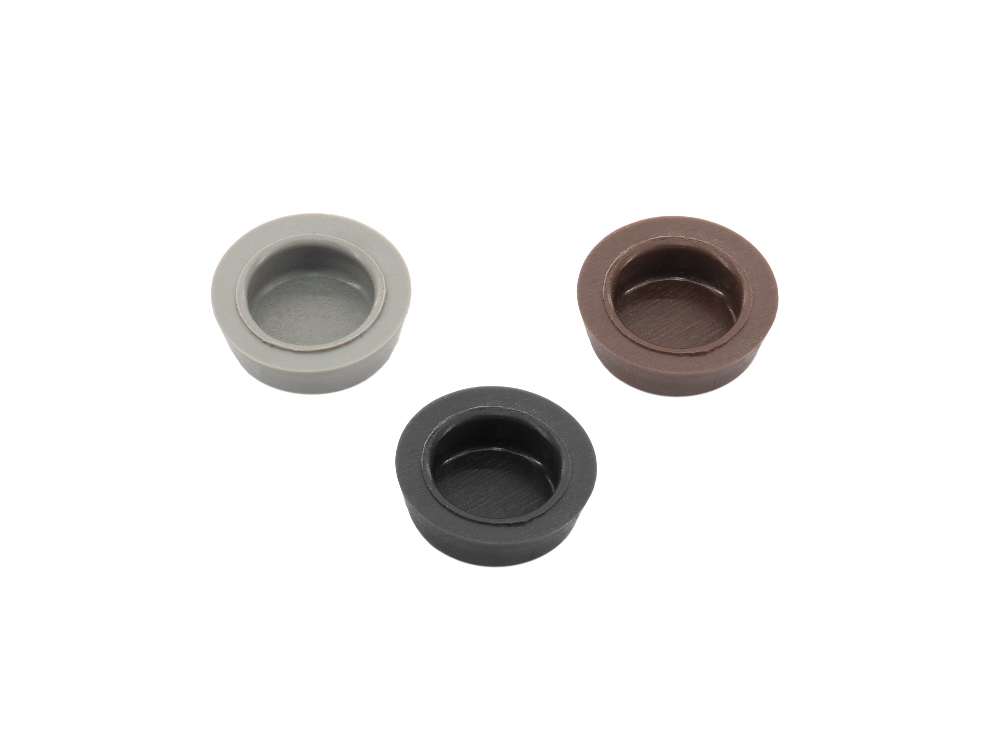 Set of five GoWesty interior screw caps for Vanagon, shown in black with a smooth finish, designed to cover interior screw holes.
