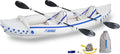 Backcountry Sportsman SE370 Sport Inflatable Kayak on water, showing its sleek design and bright color for outdoor adventure.
