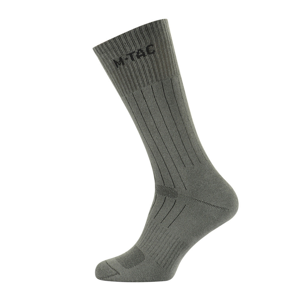 M-TAC tactical army mid calf socks in black, featuring reinforced stitching and breathable fabric for comfort and durability.