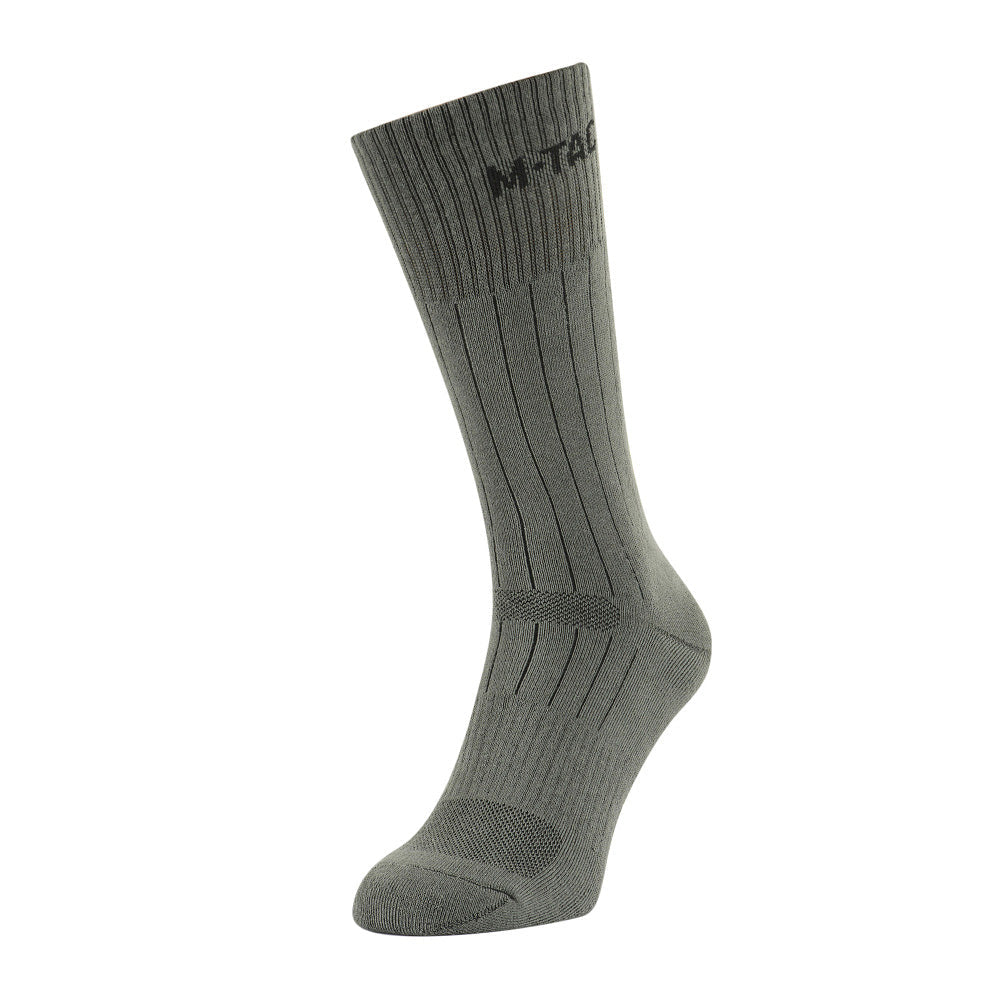 M-TAC tactical army mid calf socks in a rugged design, showcasing durable fabric and comfortable fit for outdoor activities.