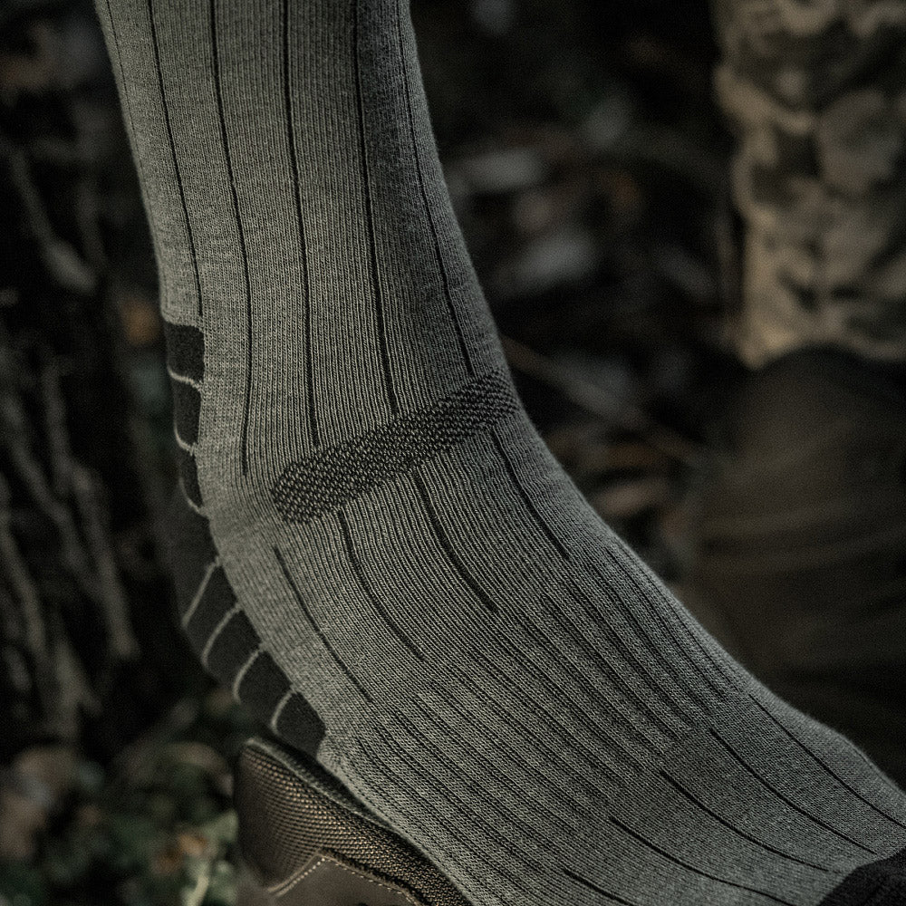 M-TAC Tactical Ranger mid calf socks featuring durable fabric and reinforced toe for outdoor activities.